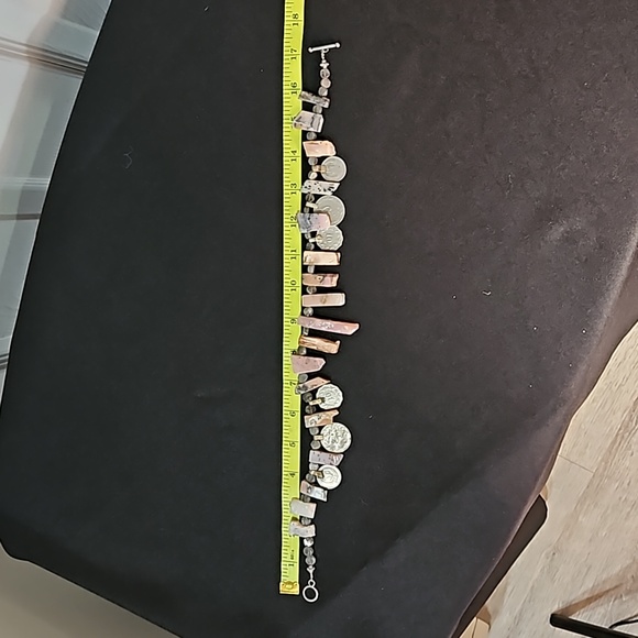 Pink slab stick peru opal necklace with coins - Picture 9 of 9